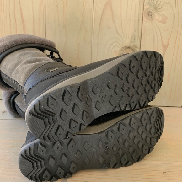 UGG ADIRONDACK TALL III BLACK GRAY WiNTER BOOTS WOMENS US 7 NEW - Picture 7 of 9